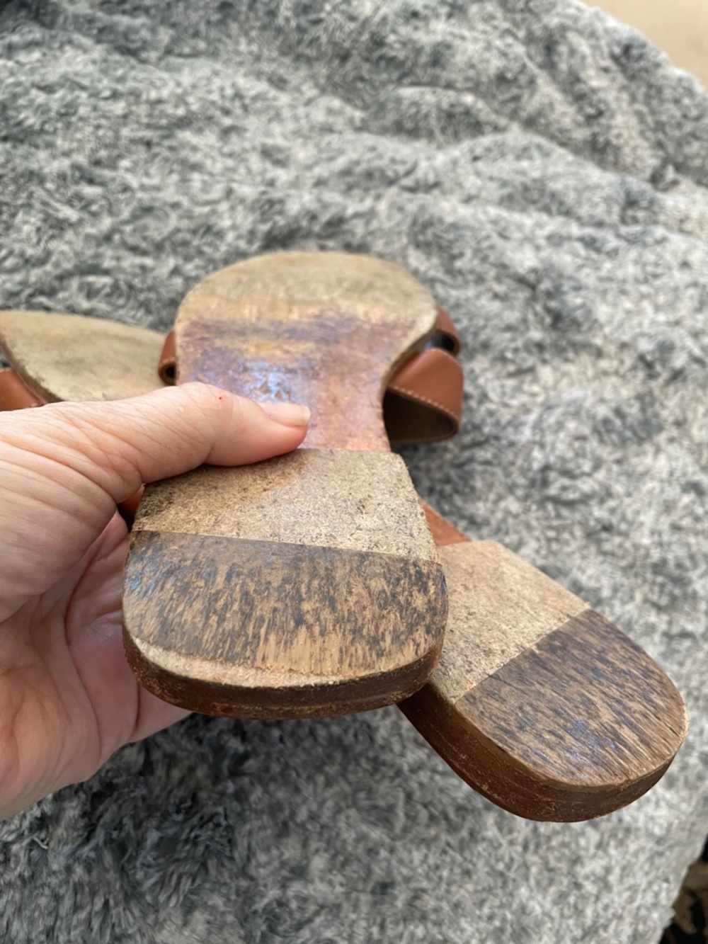 Hermes Oran Minimalist Tan H Design Leather Slide Sandals - Picture 6 of 9